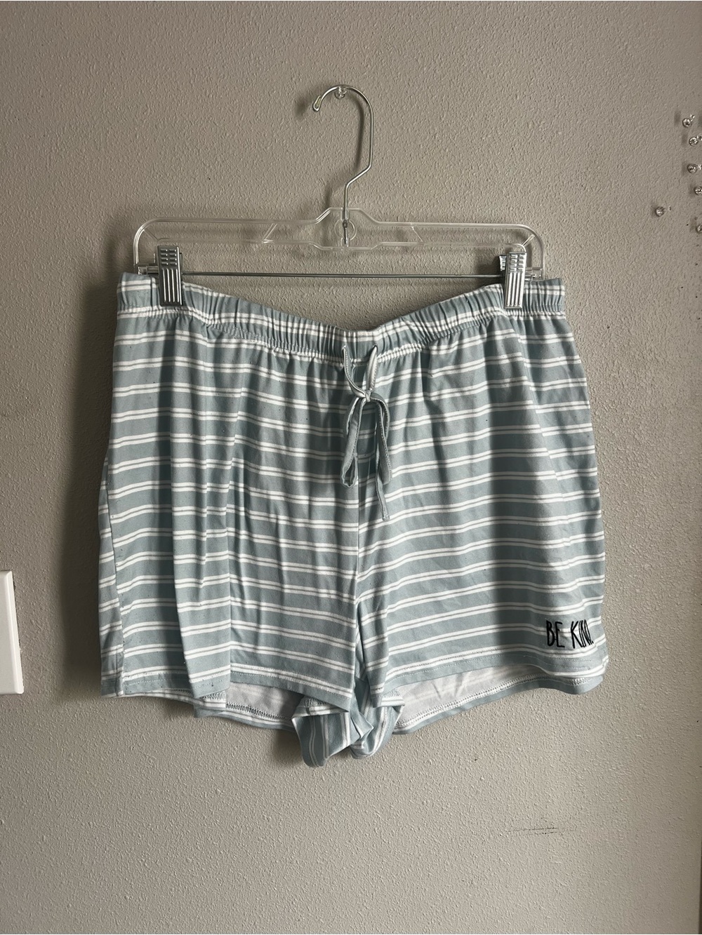 Rae Dunn Light Blue and White Striped Lounge Shorts